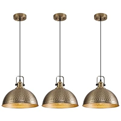 Haolaike Gold Pendant Lights Kitchen Island Industrial Pendant Light Fixtures Dome Kitchen Island Lights Metal Shade Modern Pendant Lighting for Bar Farmhouse Dining Room Bedroom Hallway?3 Packs?