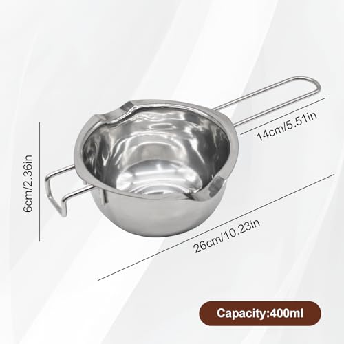 Edelstahl Schmelzschüssel, 400ml Wasserbad Schmelzschale, Schmelzschale Schokolade mit Griff Ideal Zum Schmelzen Von Schokolade,Butter,KäSe Oder Wachs