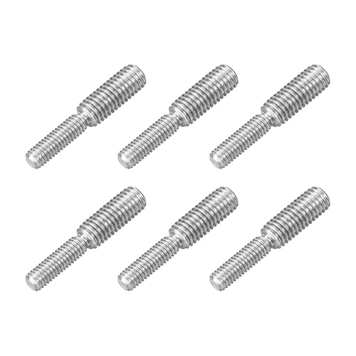 sourcing map M6x20mm to M8x20mm Double End Threaded Stud Screw Bolt, 6Pcs 304 Stainless Steel Thread Reducer Adapter for Furniture Machinery Assembly Fastener