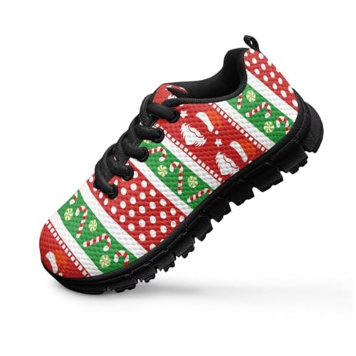 Kids Christmas Sneaker Cozy Lightweight Breathable Tennis Shoes for Litter Kids Lace-Up Anti-Slip Footwear Running Shoes for Big Kid US 11-5