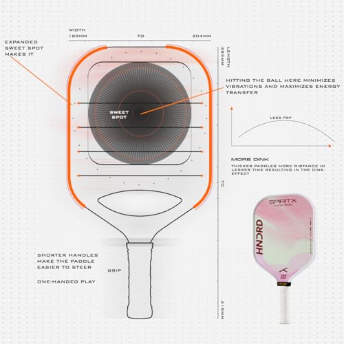 Image of Hundred Spirit X Flow Blast - Pickleball Paddle | 13mm Core | Wide Body Power Paddle | Enhanced Sweet Spot | Ideal for Beginners & Intermediate Players | Free Paddle Bag