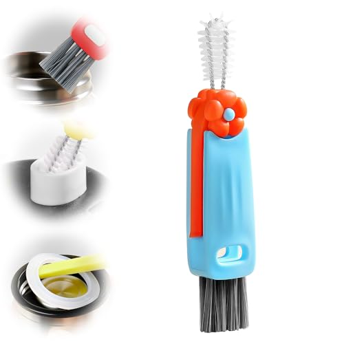 Image of 3 in 1 Cup Lid Cleaning Brush, 2026 New Multifunctional Crevice Cleaner Set, Portable Silicone Brush for Baby Bottle Gaps & Tight Spaces, Home Kitchen Cleaning Tool (A-Blue)