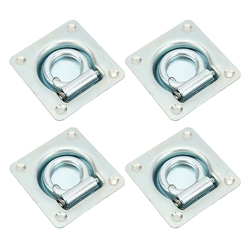 Yosoo Health Gear Recessed Trailer Tie Down Rings 4 Pack, D Ring 2000lb Maximum Capacity, Heavy Duty Carbon Steel for Cargo Trailers