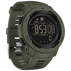 Mens Digital Watch Military Watches for Men Step Calorie Counter Watch Pedometer Stopwatch Alarm Multifunction LED Backlight 5ATM Waterproof Watch for Men