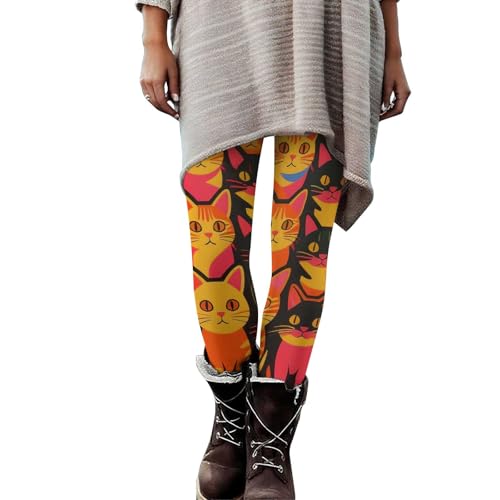 Halloween Legging Pants for Women 2025 Fashion Spooky and Cat Printed Trouser Elastic Waist Workout Jogger Yoga Pant