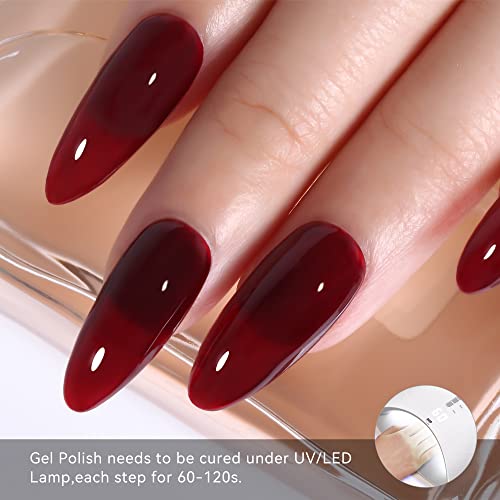 Ytd Likomey Nude Gel Nail Polish,15Ml Translucent Neutral Jelly Sheer Uv Nail Gel-Berry Red #TOP4