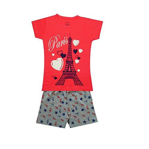 Image of MIST N FOGG Girls Half Sleeve Printed Tshirt and Printed Shorts (Set Pack of 3)