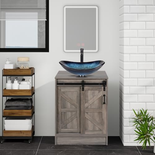 SOLIDEE 24" Farmhouse Bathroom Vanity with Sink, Bathroom Storage Cabinet
