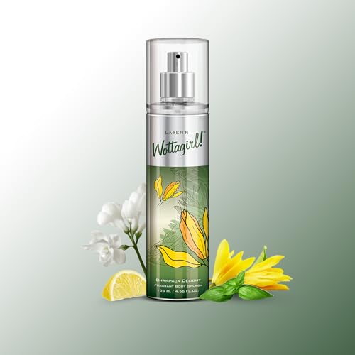 Image of Layer'r Wottagirl Champaca Body Splash 135ml | Elegant Long-Lasting Floral Mist for Women | Jasmine, Champaca & Soft Musk Deodorant | Everyday Freshness | Gentle & Skin-Friendly