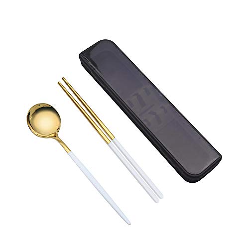 BZBZB Juegos de Utensilios de Cocina,Cuchara de Acero Inoxidable, Palillos, Tenedor, Tres Piezas, Palillos de Campo al Aire Libre, Cuchara, Juego de vajilla portátil