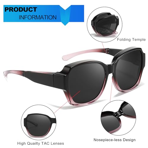 Trysee Foldable Fit Over Sunglasses for Women Men Polarized UV Protection Folding Sun Glasses with Case IF87094