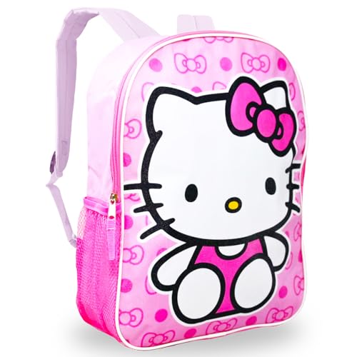 Hello Kitty Backpack and Lunch Box Set - 16" Hello Kitty Backpack for Girls 10-12 Bundle with Hello Kitty Lunch Bag, Water Bottle, Tattoos, More | Hello Kitty School Backpack2