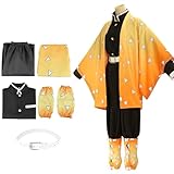 BUERPINKING Anime Cosplay, conjunto de kimono para actuación de carnaval, disfraz de Zenitsu, disfraz de anime para mujer, hombre, niña y abrigo, M