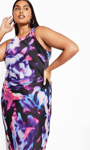 Image of City Chic Plus Size Dress Halter PRT in NEON Lights