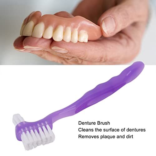 Yuyte False Teeth Cleaning Brush, Elderly Portable Denture Toothbrush, Plaque Dirt Removal Denture Brush Gift For Home Travel (Purple) #TOP1