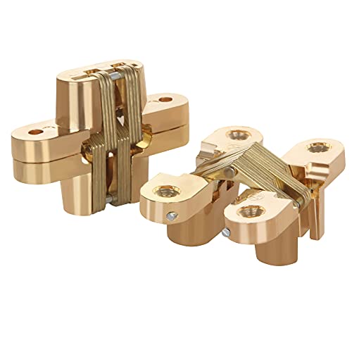4 Pack Hidden Hinge Invisible Hinge For Cabinet Door, Zinc Alloy Hidden Door Hinge 180 Degree Swing Hinges For Wooden Box Front Door, 0.61'' Leaf Width, 2-3/8" Leaf Height, Gold #TOP4