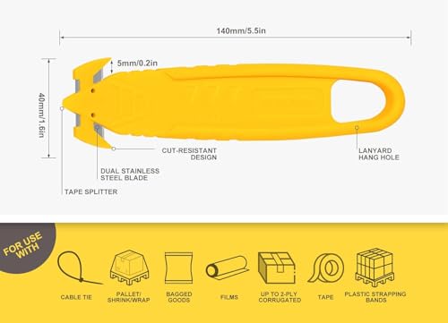 Image of 500Pcs Safety Box Cutter Safety Cutter Tape Cutter Cut Box Utility Cutter | Use For Cartons, Cardboard, Wrap, Straps, Film