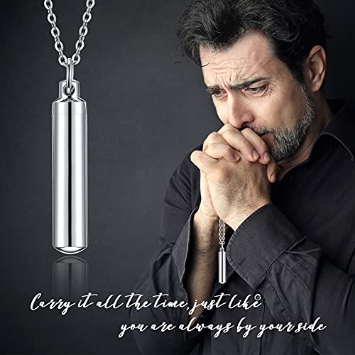 10 Pieces Urn Necklace for Ashes Cremation Cylinder Memorial Stainless Steel Memorial Pendant for Women Men Loved Ones (Silver)4