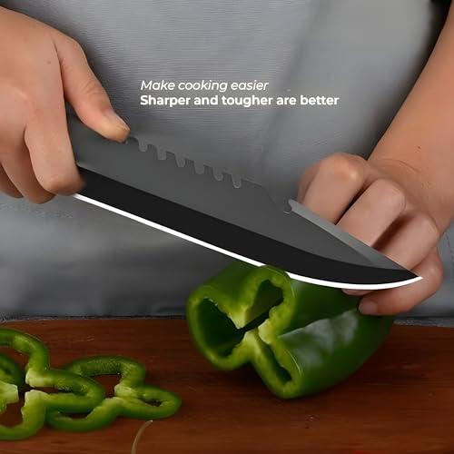 Image of Kitchen Knife /Utility Knife with Cover for Kitchen and Home (Black, Set of 1)