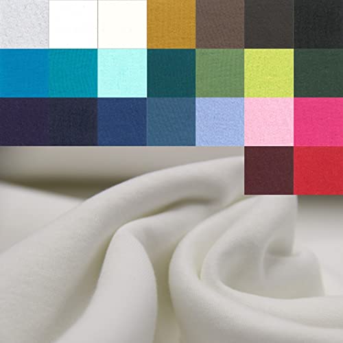 Sweat angeraut - Sweatstoff Meterware - Stretchsweat - Sweatshirtstoff - Joggingbaumwolle warm kuschelig weich - uni * 50 cm x 160 cm *, Farbe: Weiß