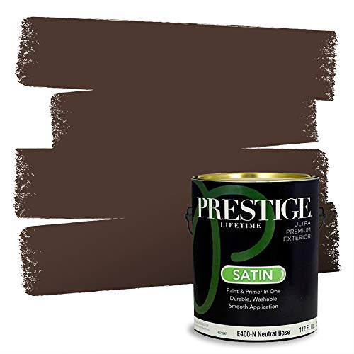 PRESTIGE Paints Exterior Paint and Primer In One, 1-Gallon, Satin, Comparable Match of Sherwin Williams* Turkish Coffee*