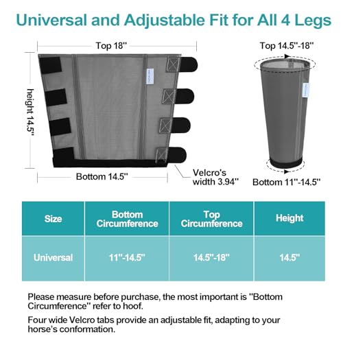 Image of Mesh Horse Fly Boots Set of 4, Loose Fitting Leggings for Horses, Reduce Stressful Stomping, Breathable Adjustable and Universal Fit for 4 Legs, Reliable Stay Put (Dark Grey)