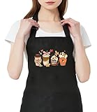 TSIIUO Fall Coffee Kitchen Apron Thanksgiving Gift Women Mens Pumpkin Spice Adjustable Bib Cooking Aprons with 2 Pockets Black
