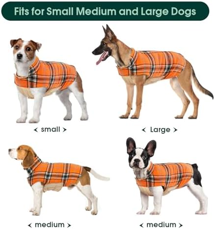 Kuoser Waterproof Dog Coat, Reversible Dog Jacket for Large Dogs, Adjustable Durable Doggie Winter Coat for Groowing Puppies Warm Puppy Cold Weather Apparel, Orange XS - 4