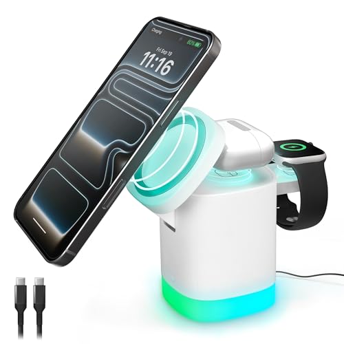 iHome 3-in-1 Wireless Charging Stand, 15W Fast Charge,...