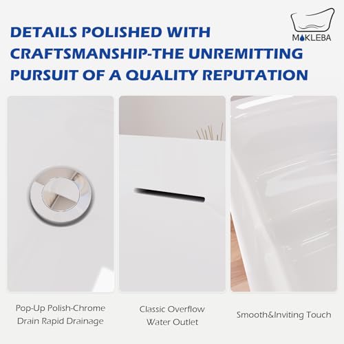 Image of 47 inch Square Japanese Soaking Tub with Seat,FreeStanding Bathtub,Glossy White