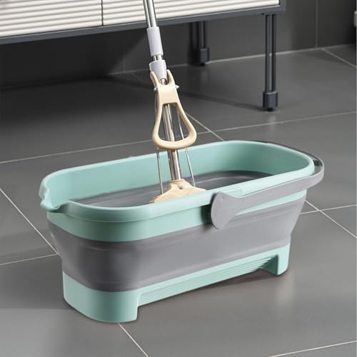 Zusammenklappbarer Eimermopp – kompakter Reinigungseimer, einfache Lagerung, Drehmopp, faltbarer Wischmopp, Eimer-Set, platzsparender Bodenreiniger mit Schleudermopp, tragbarer Wischeimer, – Bild 3