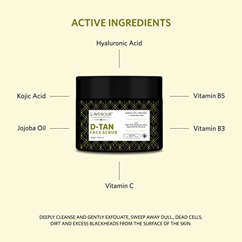 Image of L'avenour D-Tan Face Scrub For Deep Exfoliation, Remove Tan, Blackhead & Dead Skin Remover 200gm