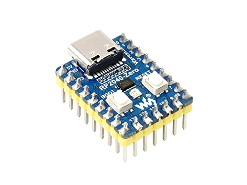 waveshare RP2040-Zero Mini Board with Pre-Soldered Header High-Performance Pico-Like MCU Board Based on Raspberry Pi Microcontroller Chip RP2040 USB-C Connector Low-Cost Support C/C++ MicroPython