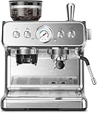 Kismile Espresso Machine with Grinder, 20 Bar Expresso Coffee Machines with Milk Frother Steam Wand, Espresso Maker with 30 Grind Settings, Expresso Machines for Home, Perfect for Cappuccino, Latte