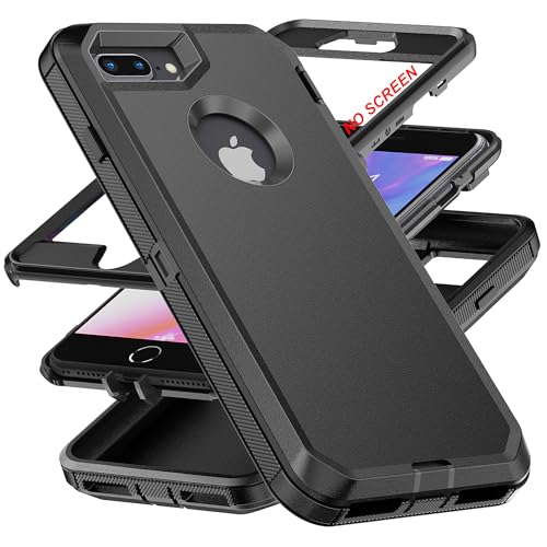 AYMECL for iPhone 6 Plus Case,iPhone 7 Plus Case,iPhone 8 Plus Case[Military Grade] 3 in 1 Heavy Duty Full Body Shockproof Protection Phone Case for iPhone 6P/7P/8P 5.5 inch,Black