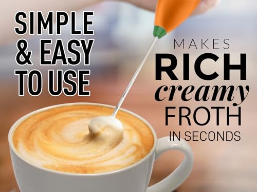 Image of Zulay Powerful Milk Frother for Coffee with Upgraded Titanium Motor - Handheld Electric Whisk, Milk Foamer, Mini Mixer & Coffee Blender for Frappe, Latte, Matcha, No Stand - Jet Orange