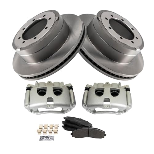 Image of TRQ Rear Brake Pad, Caliper, & Rotor Kit Semi-Metallic Compatible with 2013-2019 Ford F-350 Super Duty 2013-2014 F-450 Super Duty