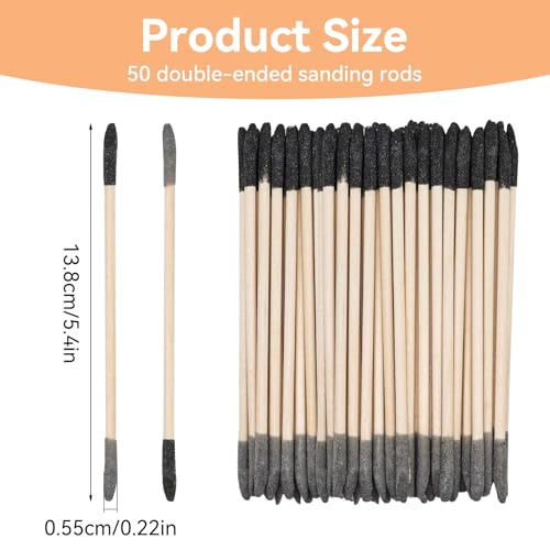 MISIQIMA 50 Stück Sanding Sticks, Schleifstab, Schleifstäbchen Doppelendige,Schwarzer Kopf 150#, Grauer Kopf 280#, Grit Schleifzweige für Modellbau, Holzbearbeitung, Nagelkunst