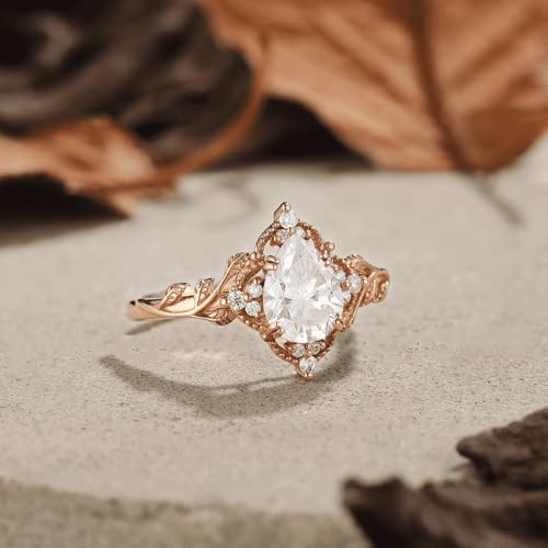 Aihpos 1.0 ct Oval/Pear Shaped Engagement Rings For Women Vintage Wedding Ring 10k 14k 18k Gold Art Deco Bridal Engagement Ring Anniversary for her4