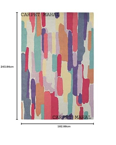 Image of Carpet Mahal Export Quality Handmade Tuffted Pure Woollen Carpet for Living Room Bedroom Size 6 x 8 feet Square (180X240 Cm) Color-Multi