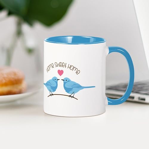 Taza de cerámica 11 oz Blanca con interior azul miniatura 4