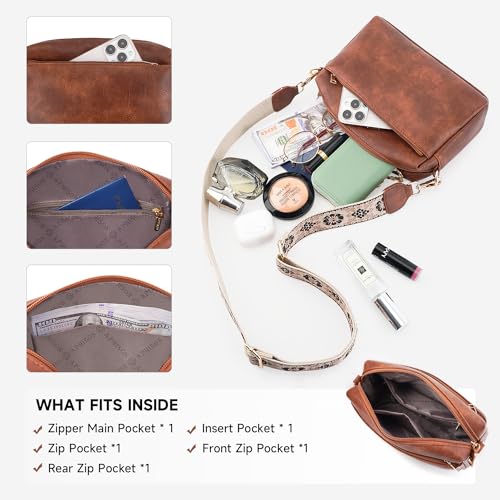 APHISON Small Crossbody Bags for Women, Triple Zip Crossbody Cell Phone Purse Shoulder Handbags with Adjustable Strap3