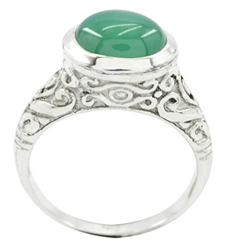 Bague verte naturelle en argent sterling 925 RIYO pour femme