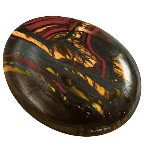 Image of Certified Iron Tiger Eye Crystal Palm Pebbles Stones for Anxiety Stress Relief Massage - AAA Grade Original Healing Gemstone Agate Palm Stone for Yoga Meditation Spiritual Reiki Feng Shui