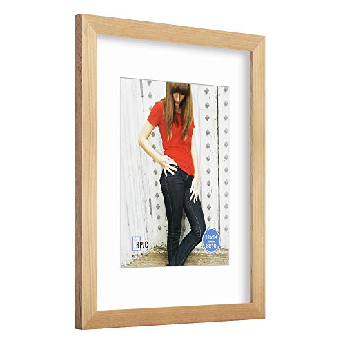 Rpjc 11X14 Inch Picture Frame Made Of Solid Wood And High Definition Glass Display Pictures 8X10 With Mat Or 11X14 Without Mat For Wall Mounting Photo Frame Natural #TOP1