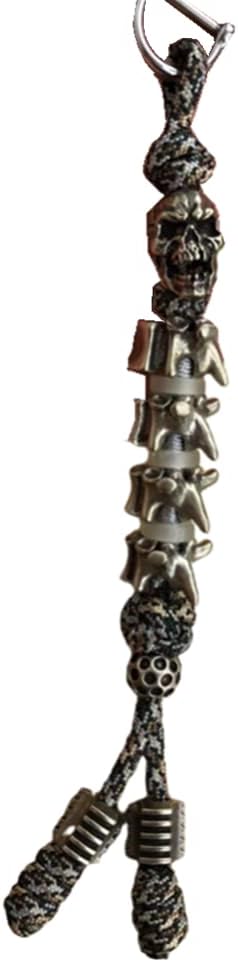 Brass Bead EDC Keychain, Bone/Skeleton Design, Lobster Clasp, Unisex, 1 Count