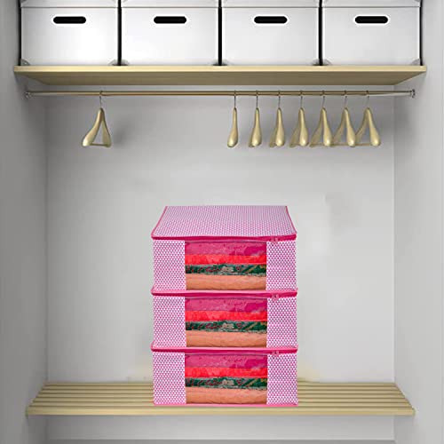 Image of ANKIT INTERNATIONAL Saree Cover Bag /Pink Samosa Design Clothes Storage Bag /Saree Covers For Storage /Pack of 6