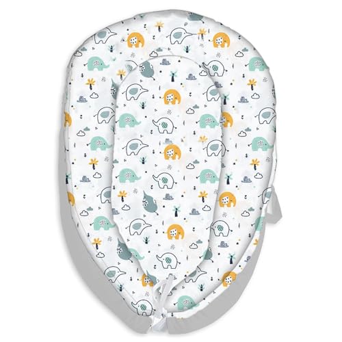 Image of Baby Lounger for Newborn Cover - Newborn Lounger Cover for 0-12 Months, Breathable & Portable Infant Lounger Cover - Soft Baby Floor Seat Cover for Travel, Newborn Essentials - Baby Snuggle Elephant