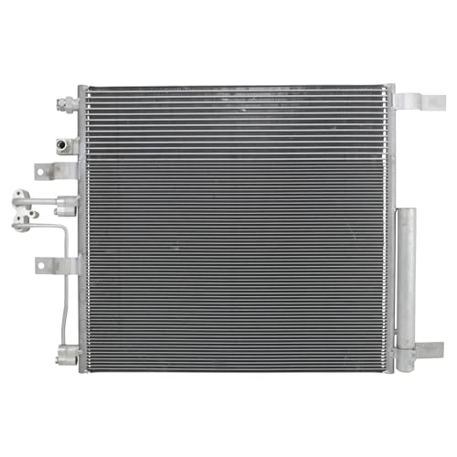 Image of TRQ A /C Condenser and Receiver Drier Assembly for 2013-2018 Ram 1500 | for 2019-2021 Ram 1500 Classic 2013-2018 Ram 1500 3.0L V6 3.6L V6 5.7L V8 Auto Trans with Transmission Oil Cooler Aluminum