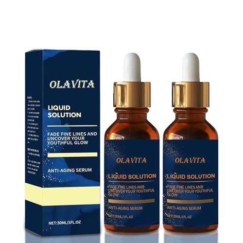 OLAVITA Facial Serum – Olavita Liquid Solution Anti-Aging Serum with Vitamin C, Supports Skin Elasticity & Collagen, Helps Improve the Look of Fine Lines and Wrinkles, 2Pcs